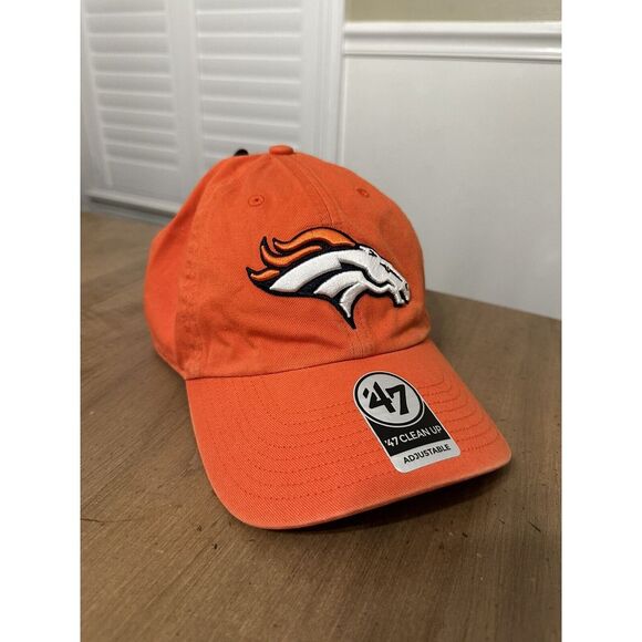 Denver Broncos 47 Brand Clean Up NFL Adjustable Snap Back Dad Hat Cap Orange - Picture 1 of 5